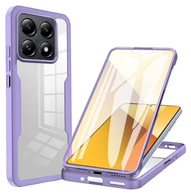 Produktbild von 360° Grad Hülle Xiaomi 14T Pro Rundum vollschutz Integriertem Displayschutz in Lila
