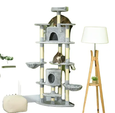 Image de Arbre à chat, en sisal, hauteur 200 cm, cinq niveaux, avec niches et balles