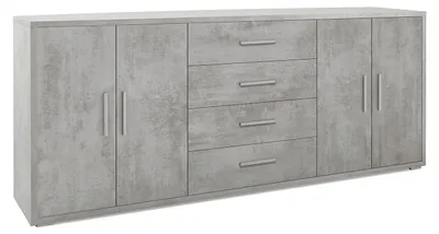 Immagine prodotto di Mobile Basso 4 Ante 4 Cassetti 203x84x41 cm Cemento