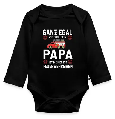 Produktbild von Spreadshirt Feuerwehr Papa Lustiger Spruch Feuerwehrmann Tages Baby Body Langarm, 56 (0-2 M.), Schwarz