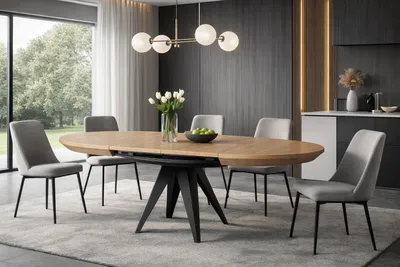 Obrázek produktu pro Kaiser Möbel VIGO kulatý moderní loftový rozkládací stůl dub 120cm