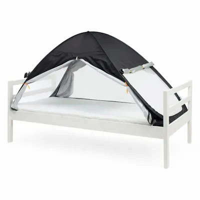 Produktbild von DERYAN Luxe Pop-up Bettzelt – Moskitonetz – 200 × 90 cm – Hochwertiges Moskitonetz mit 1 mm Maschenweite – Verdunkelnd – Schwarz