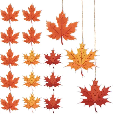 Produktbild von 16 Stück Hängedeko für den Herbst, Ahornblätter für Fensterdekoration