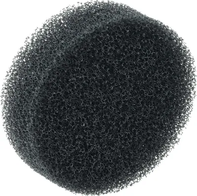 A black porous foam filter against a white background.
