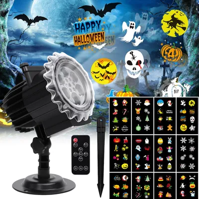 LED-Projektor für Außen, 12 Dias, Fernbedienung, Timer, wasserdicht