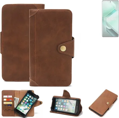 Produktbild von K-S-Trade Handyhülle kompatibel mit Vivo V40e Schutz Hülle Walletcase Bookstyle Tasche Case Handytasche Wallet Flipcase Cover PolyurethanBraun (1x)
