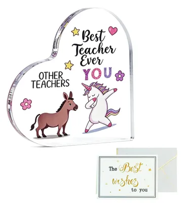 Produktbild von Personalisierte Lehrerauszeichnung – Lustige Acrylplatte mit Karte