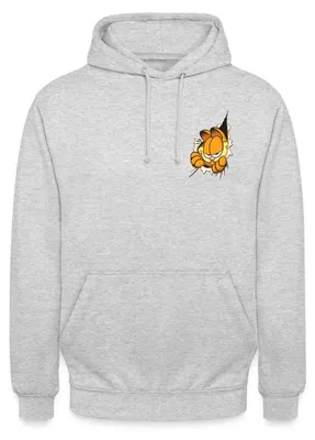 Produktbild von Spreadshirt Garfield Hier Ist Garfield Uni Hoodie, L, Hellgrau meliert