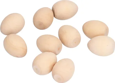 Imagen del producto de 10 huevos de madera para decorar, ideales para pintar a mano, ligeros y perfectos para manualidades, fiestas y celebraciones de Pascua