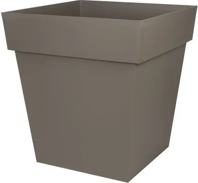 Image de Pot de fleurs Carré, 50 cm, EDA Toscane, 87 L, 49,5 x 49,5 x 52,5 cm, Taupe