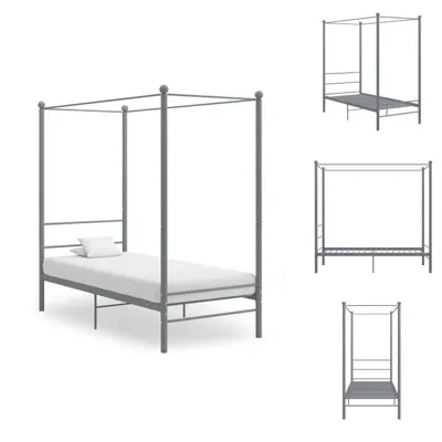Produktbild von vidaXL Himmelbett Grau Metall 90x200 cm -  Betten & Bettgestelle