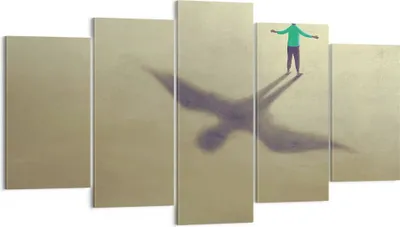 Produktbild von Bild auf Leinwand - Leinwandbild - 5 Teile - Kind Symbol Vogel - 160x85cm - Wand Bild - Wanddeko - Wandbilder - Leinwanddruck - Bilder - Wanddekoration - Leinwand bilder - Wandbild - EA160x85-4765