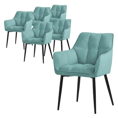 Produktbild von ML-Design 6x Esszimmerstuhl aus Frotteestoff, Petrol, mit dickem gepolsterter Sitz