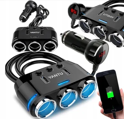 Produktbild von KFZ 3-fach Zigarettenanzünder-Verteiler mit Voltmeter und 2x USB