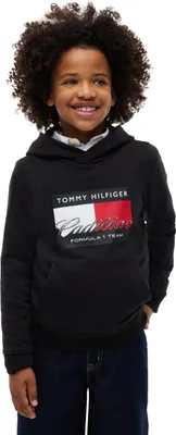 Productafbeelding van Tommy Hilfiger jongenshoodie TH X CF1, grafische vlaghoodie met buikzak, zwart
