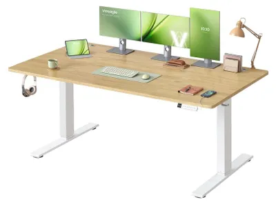 Obrázek produktu pro Elektricky výškově nastavitelný psací stůl s USB portem a paměťovou funkcí | Barva: zlatý dub | Rozměry: 160x80x72-120 cm