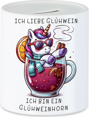 Produktbild von Ich bin ein Glühweinhorn Spardose Weihnachtliches Einhorn Advent Fun