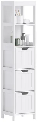 Produktbild von Badezimmerschrank, 2 Regale, 3 Schubladen, Weiß, für Badezimmer