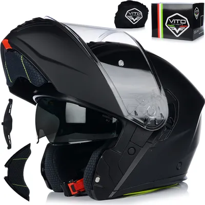 Produktbild von Klapphelm mit Sonnenblende | VITO FURIO | Motorrad Helm Integralhelm | Motorradhelm Klappbar | ECE 22.06  | S (55-56cm)