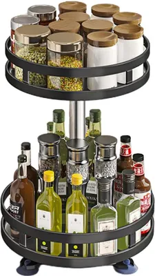 Produktbild von Famanu Gewürzregal 2-stufig 360° drehbar - Gewürzkarussell aus Stahl
