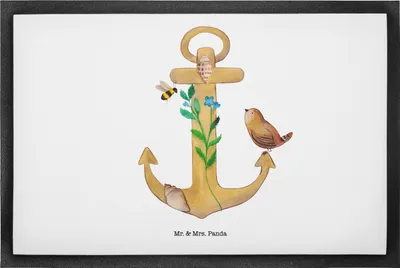 Produktbild von Mr. & Mrs. Panda Fußabtreter Anker Gold 50 x 75 cm - Geschenk, Dekoration, Abtretmatte, Schmutzmatte, fußmatte, Schmutzfangmatte, Schmutzfangteppich