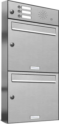 Produktbild von 2er Edelstahl Briefkastenanlage für Aufputz - Wandmontage 3 Klingel