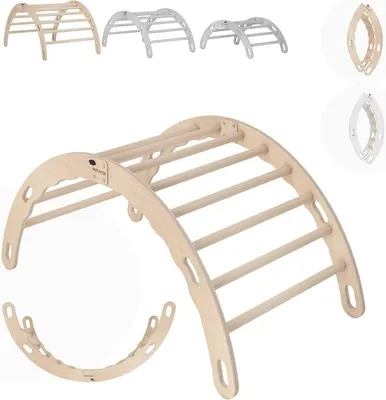 Imagen del producto de Tablero de escalada, estructura triangular para escalar, escalada, balancín de arcoíris de madera, arco de madera, parque infantil, estructura de escalada interior