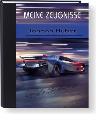 Produktbild von Zeugnismappe High Speed mit Name personalisiert A4 Autorennen Rennauto Schulpmappe -  in Handarbeit