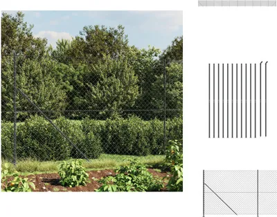 Produktbild von vidaXL Maschendrahtzaun mit Bodenflansch Anthrazit 1,4x25 m -  Zaunfelder
