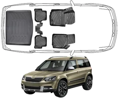 Produktbild von 3D Fußmatten & Kofferraumwanne Auto Set Kompatibel mit Skoda Yeti 2009 - 2017