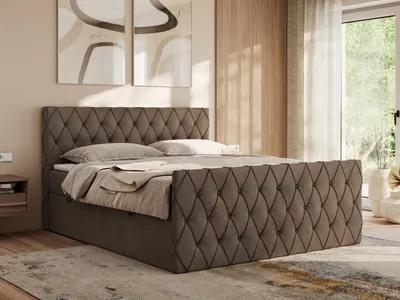 Produktbild von MKS MEBLE Boxspringbett 180x200 mit Bettkasten, Bett 180x200 mit Matratze H3, Boxspringbett 180x200 mit Topper - Miren Duo - Braun Velvet - H3