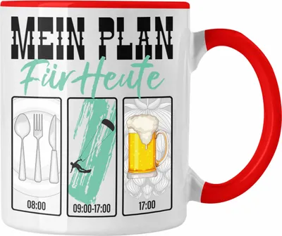 Produktbild von Trendation - Kitesurfer Tasse Lustiges Geschenk für Kitesurfing Grafik Becher Geburtstag Weihnachten (Rot)