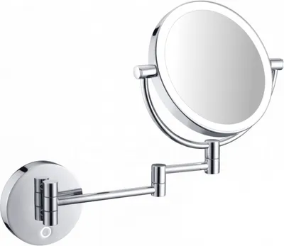 Produktbild von DEUSENFELD WL102CTA - Premium Akku LED Doppel Wand Kosmetikspiegel, CTT - stufenlos einstellbarer Farbton von 2700-6500K, 6600mAh Lithium Akku, Ladegerät inkl. USB Kabel, LED Touch-Control, 10x Vergrößerung + Normal, Ø20cm, verdeckte Befestigung, verchrom