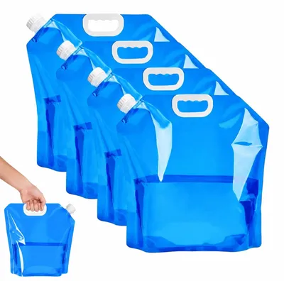 Produktbild von Faltbarer Wasserkanister Wasserbeutel Trinkbeutel - 10 Liter - BPA-frei - 4er Set - Blau - Mit Zapfhahn