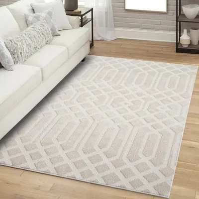 Produktbild von Teppich Kurzflor Wohnzimmer - Beige - 160x230 cm Rechteckig - Ornament, Marokkanisch - 3D-Effekt