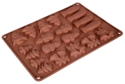 Zdjęcie produktu dla Forma silikonowa do ciast i pralin - wymiary: 34 x 24,5 x 1 cm - kolor: brązowy