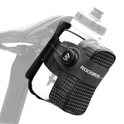 Produktbild von ROCKBROS Fahrrad Satteltasche wasserabweisend mit Drehverschluss System und Flaschenhalter für Rennrad MTB, Schwarz mit Karomuster