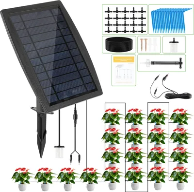 Obrázok produktu pre Solárny zavlažovací systém Systém kvapkovej závlahy s 12 režimami časovača + 20 m hadice pre záhradné balkónové rastliny