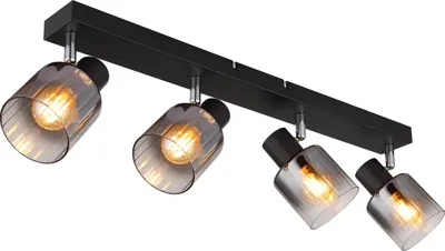 Produktbild von NOWA Strahler Metall schwarz matt, Glas rauchfarben, klar verlaufend, LxBxH: 560x80x135mm, exkl. 4x E14 40W 230V