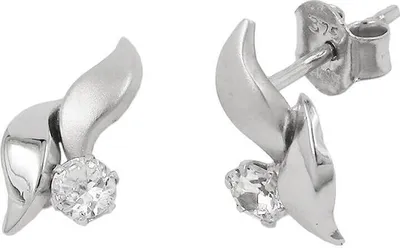 Produktbild von Paar Ohrstecker 11x6mm mit Zirkonia weiß 9Kt 375 Gold Weißgold Ohrschmuck