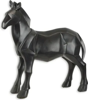 Produktbild von Polygonale Figur Pferd aus Kunstharz schwarz Replikat Retro Design Dekoration