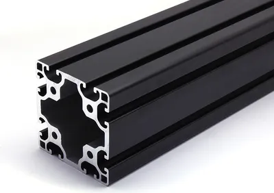 Produktbild von Länge 400mm - Aluminiumprofil schwarz 80x80L I-Typ Nut 8 (leicht). Aluminium Profil 80x80 Alu Profil 80 x 80 Montage- Systemprofil