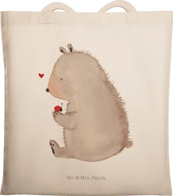 Produktbild von Mr. & Mrs. Panda Schultasche Bär Marienkäfer - Transparent - Geschenk, Shopping Tasche, Tote Bag, Motivation, Laptoptasche, Liebe, totebag, Das Leben Ist schön, Teddy