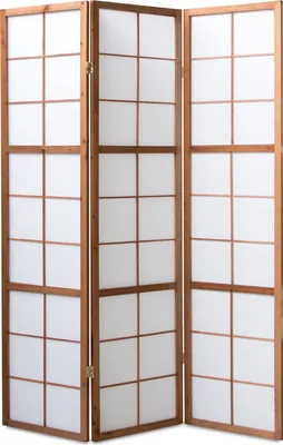 Image de 3 pan Shoji Paravent japonais bois en brun foncé