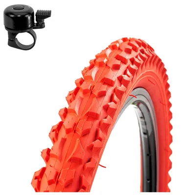 Produktbild von 1 x Roverstone Fahrradreifen 26 x 2,125 (57-559) Rot inkl. Fahrradklingel