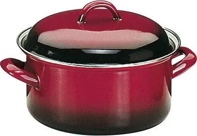 Produktbild von Famanu Bratpfanne mit Deckel 16 cm aus emailliertem Stahl, rot/schwarz