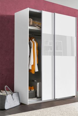 Wimex Schwebetürenschrank Kleiderschrank Schrank 135cm Bramfeld weiß Weißglas