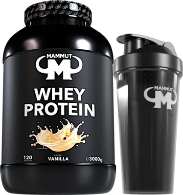 Produktbild von Mammut Nutrition - Whey Protein 3000 g Dose - 120 Portionen Eiweiß + GRATIS Protein Shaker, Geschmack: Vanilla