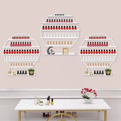 Image de Vernis à ongles, étagère pour vernis à ongles, étagère de rangement, présentoir, support pour salon de manucure, organisateur de vernis à ongles, blanc