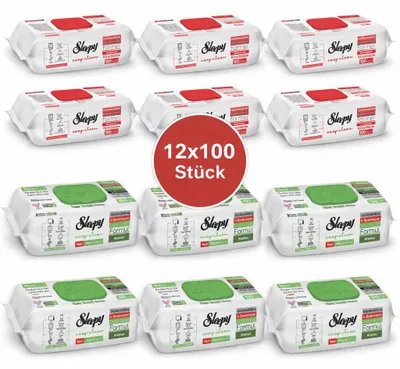 Produktbild von Sleepy Easy Clean Oberflächenreinigungstücher – 6x100 Kirsche + 6x100 Anannas | Universalputztücher